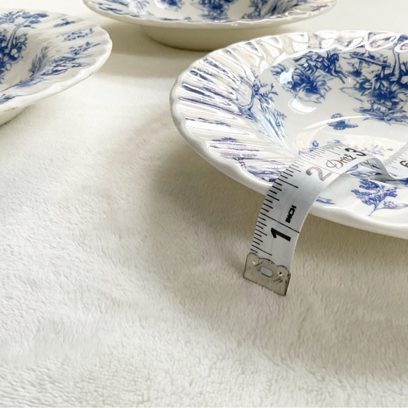 Queen’s China Toile Blue Flat Rim Soup Salad Bowls Set of Three 8.75” - Picture 15 of 15